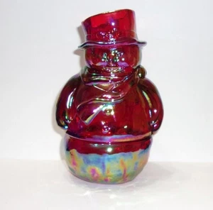 Fenton Glass Ruby Red Carnival Christmas Snowman Fairy Light by Mosser Glass - Picture 1 of 6