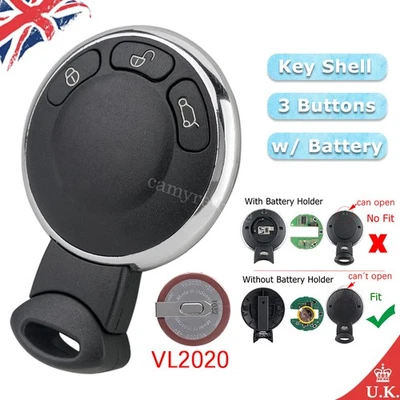 For BMW Mini Cooper 2007 - 2014 Remote Key Fob Case Shell + Battery VL2020