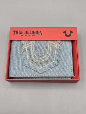 True Religion Denim RFID Blocking Protection Blue Men's Wallet - Image 1 of 4