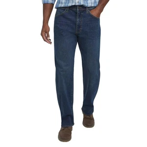 Herren Wrangler Relaxed Fit Straight Leg Stretch Jeans Dunkelblau 32x34 - Bild 1 von 5