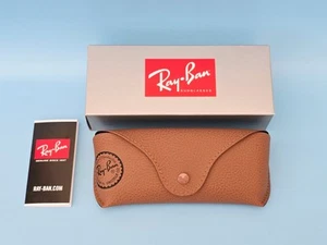 ⭐️ Genuine RAY BAN Sunglasses Glasses Brown LEATHER CASE Wayfarer Aviator NEW ⭐️ - Picture 1 of 7