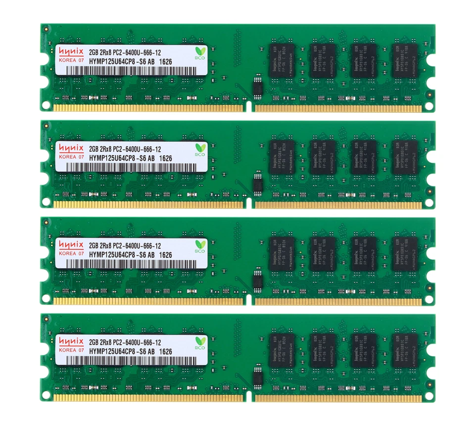 8GB 4X 2GB 2G PC2-6400U DDR2 800MHz 2RX8 240pin Desktop DIMM RAM Memory CL6 DD - Image 1 of 4