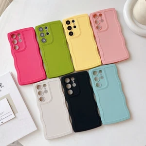 For Samsung S24 Ultra S23 S22 S21 Curly Wave Frame ShockProof Soft Case Cover - Zdjęcie 1 z 27