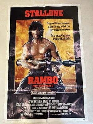 ORIGINAL VINTAGE Cinema Movie Poster One Sheet Rambo First Blood Part 2 Stallone - Bild 1 von 4