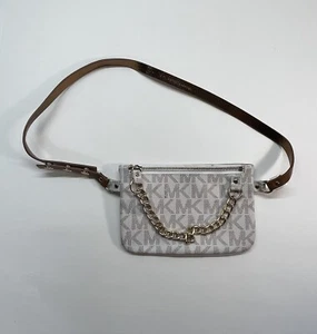 Michael Kors Signature Logo Fanny Pack Belt Bag Wallet White / Grey - Picture 1 of 7