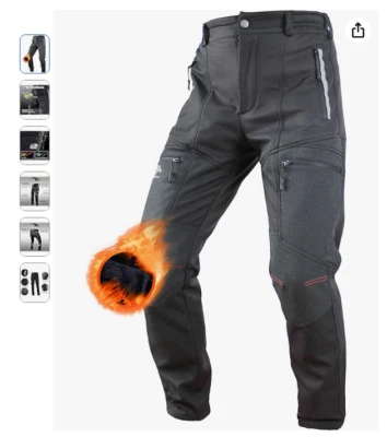 Vikamaka Men's Thermal Fleece Cycling Pants, Reflective Waterproof Bicycle - Image 1 of 4