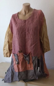 Sarah Santos 100% Linen Tunic T-Shirt Size 3 L Top Italy - Picture 1 of 8