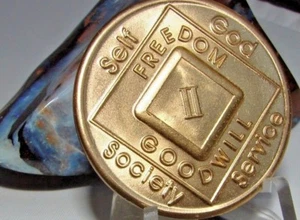 Narcotics Anonymous NA 2 Jahre sauber Bronze Medaillon Wiederherstellung Chip Medaille  - Bild 1 von 10