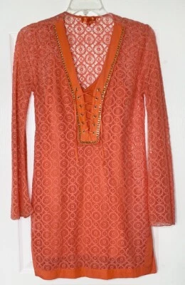 Vestido HALE BOB Cabana Crochet Encaje Cadena Borde Con Cordones Cubrimiento Playa Piscina M 8/10 Foto 1 de 4