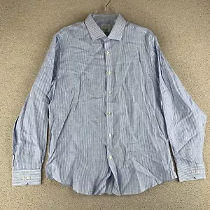 Baird McNutt Murano Slim Fit Button-Up Shirt Men's XL Blue-White Long Sleeve - Picture 1 of 8