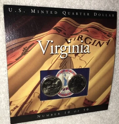 2000 VIRGINIA STATE US MINT QUARTERS COINS OF AMERICA SET #10 of 50 UNCIRCULATED - Image 1 of 2