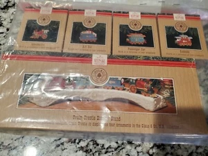 Unique 1991 Hallmark Keepsake Ornament TRAIN SET - Locomotive and 3 Cars - Picture 1 of 7