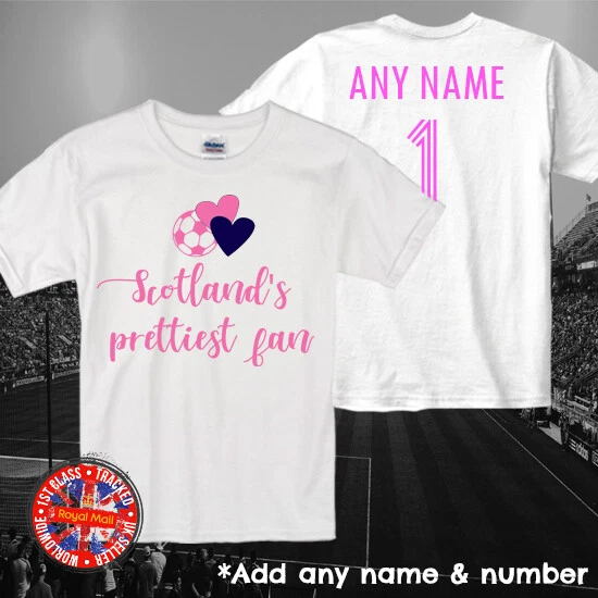 GILDAN Scotland's Prettiest Fan Personalised Football Kids T-shirt Girls Gift