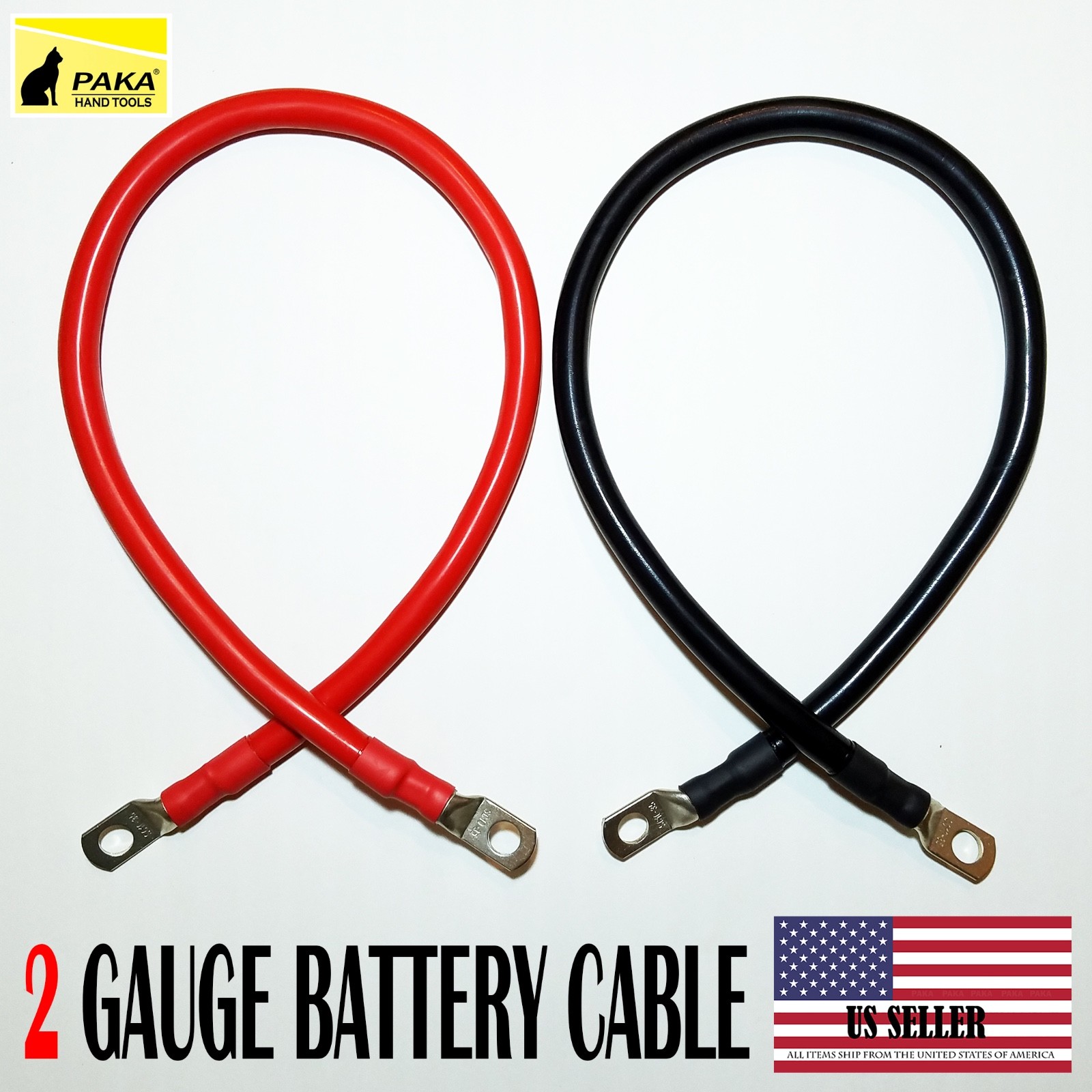 2 AWG Gauge 5/16" Lug Battery Cable Inverter Cables Solar, RV, Car