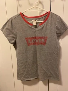 Levi's Women's Cotton Short Sleeve T-Shirt Size S Grey/Red Graphic Print Levi's - Picture 1 of 6