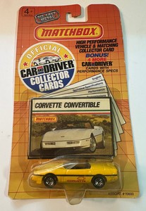 1989 Matchbox Car and Driver Collector Cards  1987 Corvette Convertible (white)