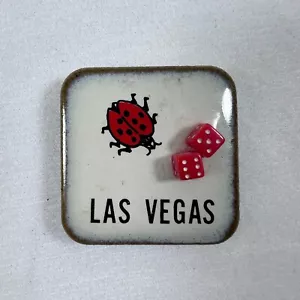 Las Vegas Refrigerator Magnet Red Ladybug 3D Dice Ceramic Tile Nevada Casino - Picture 1 of 4
