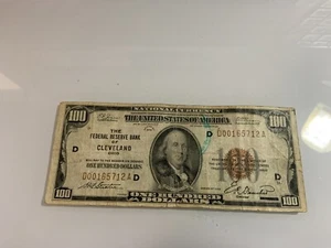 1929 One Hundred Dollar Bill National genuine Currency 100 - Picture 1 of 2