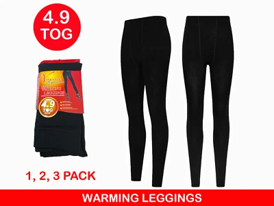 LADIES THERMAL LEGGINGS FLEECE LINED THICK WARM WINTER BRUSHED TOG RATED PACKS - Image 1 of 4
