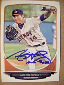 AUSTIN NICELY signed ASTROS 2013 Bowman Draft baseball card AUTO PENN LAIRD VA