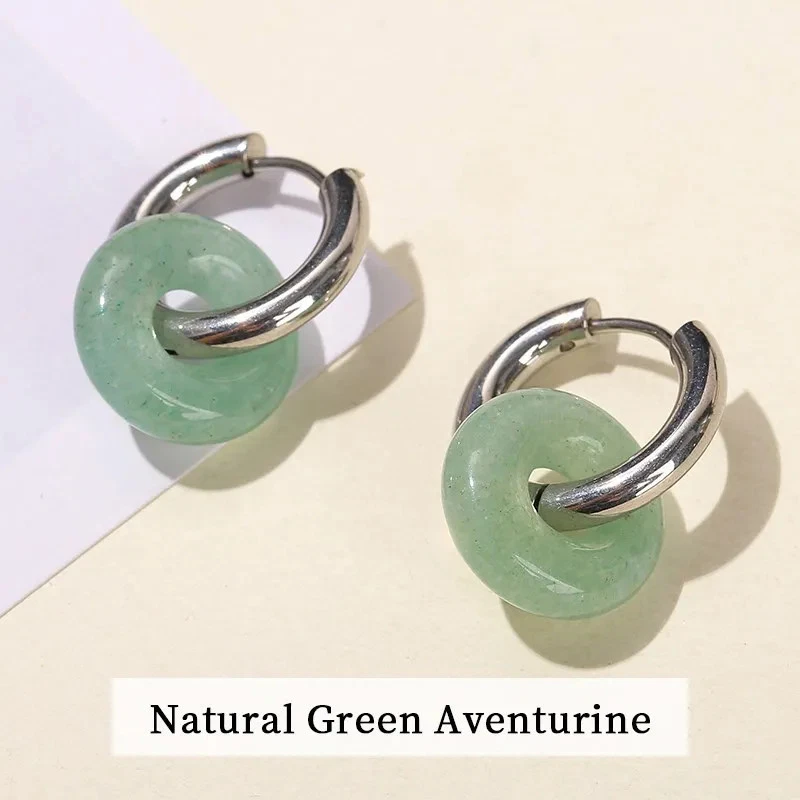 Stainless Steel Resin Ring Shape Earrings Women Round Dangle Modern Jewelry - Изображение 1 из 1