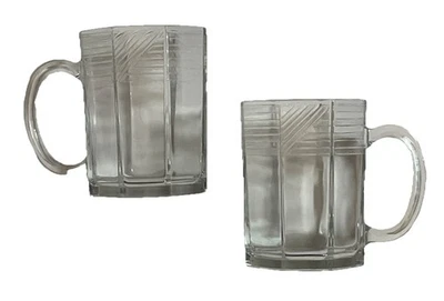 Juego de 2 tazas transparentes octogonales geométricas Arcoroc EE. UU. Octime MCM de colección Foto 1 de 4