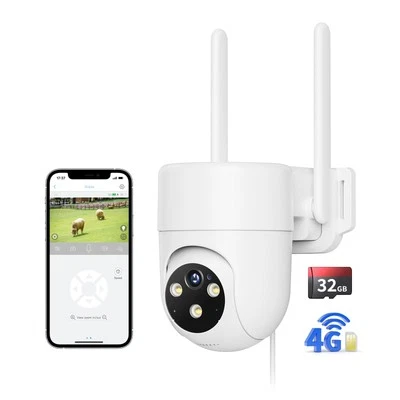 4G LTE Telecamera Con Sim Esterno; 2K IP Videocamera Sorveglianza PTZ 360°; Con  - Immagine 1 di 4