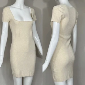 NWOT Aritzia Babaton Emerge Mini Dress Heather Birch Knitted Bodycon Size Medium - Picture 1 of 15