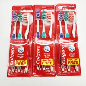 Colgate Classic Clean Spazzolino Morbido 3 Confezioni da 3 Totale 9 Spazzolini Nuovo Sigillato - Foto 1 di 5