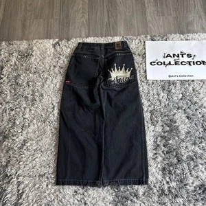 Vintage Jnco Crown Pocket Baggy Skater schwarz Denim Jeans Herren Größe 28x27 Y2K Rarität - Bild 1 von 12