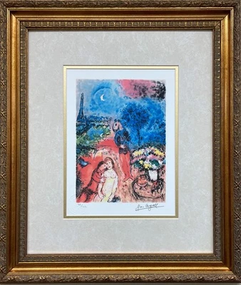 Marc Chagall "Serenata" (Torre Eiffel) RARO Moldura Edição Limitada Giclée NOVO - Imagem 1 de 4