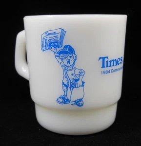 Vtg. Anchor Hocking 1984 Times NewsPaper Commemorative Carrier Advertising Mug - Picture 1 of 6