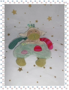 ㊲ - Doudou Plat Mouton Agneau Crème Vert.. Les Jolis Pas Beaux Moulin Roty - Picture 1 of 2