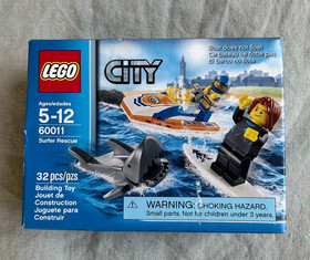 LEGO City Surfer Rescue 60011 Shark Jet Ski Boat Lifeguard Set Retired 32pc