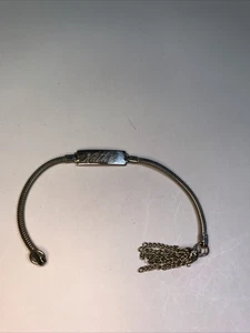 Vintage Engraved Cursive Kathy ID Silver Tone Bracelet 7” Small Dangle At Clasp - Picture 1 of 8