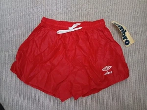 Vintage 80's Umbro Red Nylon Athletic Football Futbol Soccer Shorts Medium NWT - Picture 1 of 4