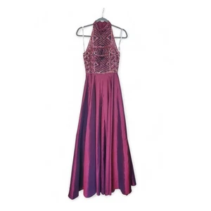 Sherri Hill Ruby Iridescent Beaded Taffeta A-Line Prom Formal Dress, Size 2 - Picture 1 of 15