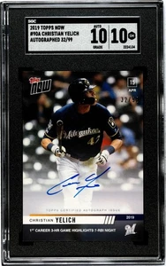 2019 Topps Now Christian Yelich Auto #90A SGC 10 GEM-MT Auto 10 GEM-MT - Picture 1 of 2