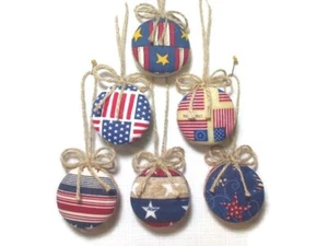 Small Americana Circles Ornaments | July 4th | Party favors | Set/6 | #1 - Picture 1 of 8