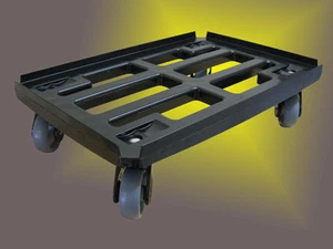 Scooter de transporte negro con rejilla 600x400mm con 4 rodillos K ø 100mm TK300 - Imagen 1 de 4