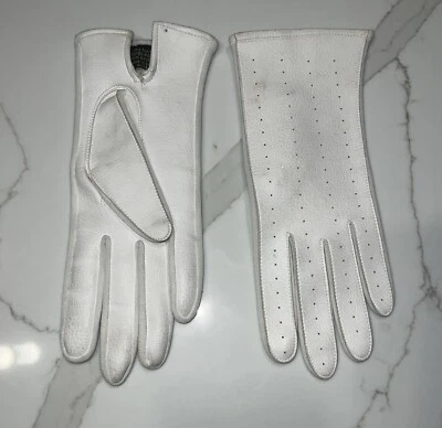 Guantes para mujer Max Mayers vintage de cuero sintético suave blancos ~ talla única Foto 1 de 4
