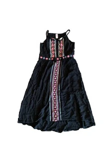 Justice Girls Youth Dress Size 12 Black Floral Tank Top Knee Length Summer EUC - Picture 1 of 10