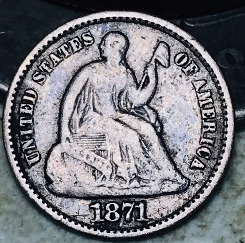 1871 Seated Liberty Half Dime 5C Ungraded Choice 90% Silver US Coin CC18745 Cover