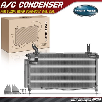 AC Condenser w/ Receiver Drier for Suzuki Aerio 2002-2007 2.0L 2.3L 9531054G12 - Image 1 of 4