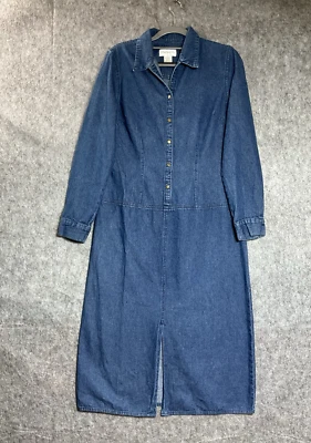 Vestido de mezclilla Chadwicks para mujer azul medio maxi cápsula con abertura frontal minimal pradera Foto 1 de 4