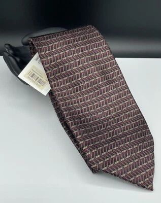 ZIGGURAT by Mulberry Neckwear  100% Silk Tie ~ Brown ~ Geometric ~ Hand Sewn! - Image 1 of 4