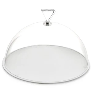 Round Flat Cake Tray with an Acrylic Cake Dome and Diamond Shaped Knob 10 Inches - Picture 1 of 2