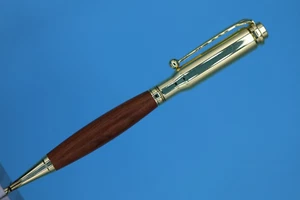 Regalo para hombre - Bolígrafo Bullet Shell en dorado con barril de palo de rosa, caja de regalo - Imagen 1 de 10
