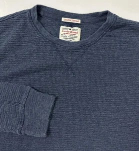 Lucky Brand Lived In Thermo Waffel-Strick Shirt Herren L Stretch Heather Navy Baumwolle - Bild 1 von 14