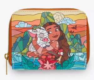 Loungefly Disney Moana & Friends Stained Glass Mini Zipper Wallet NEW WITH TAGS - Picture 1 of 3